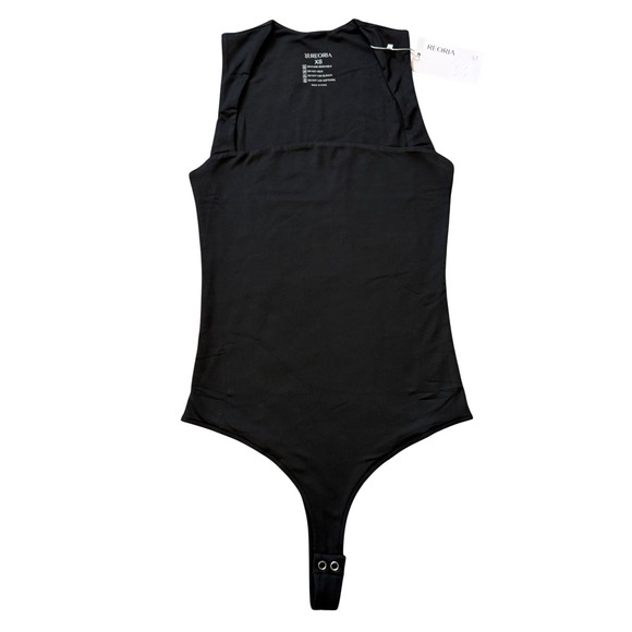 ReoRia Tops - REORIA Womens Black Square Neck Sleeveless Bodysuit Double Lined Tank Top XS NWT